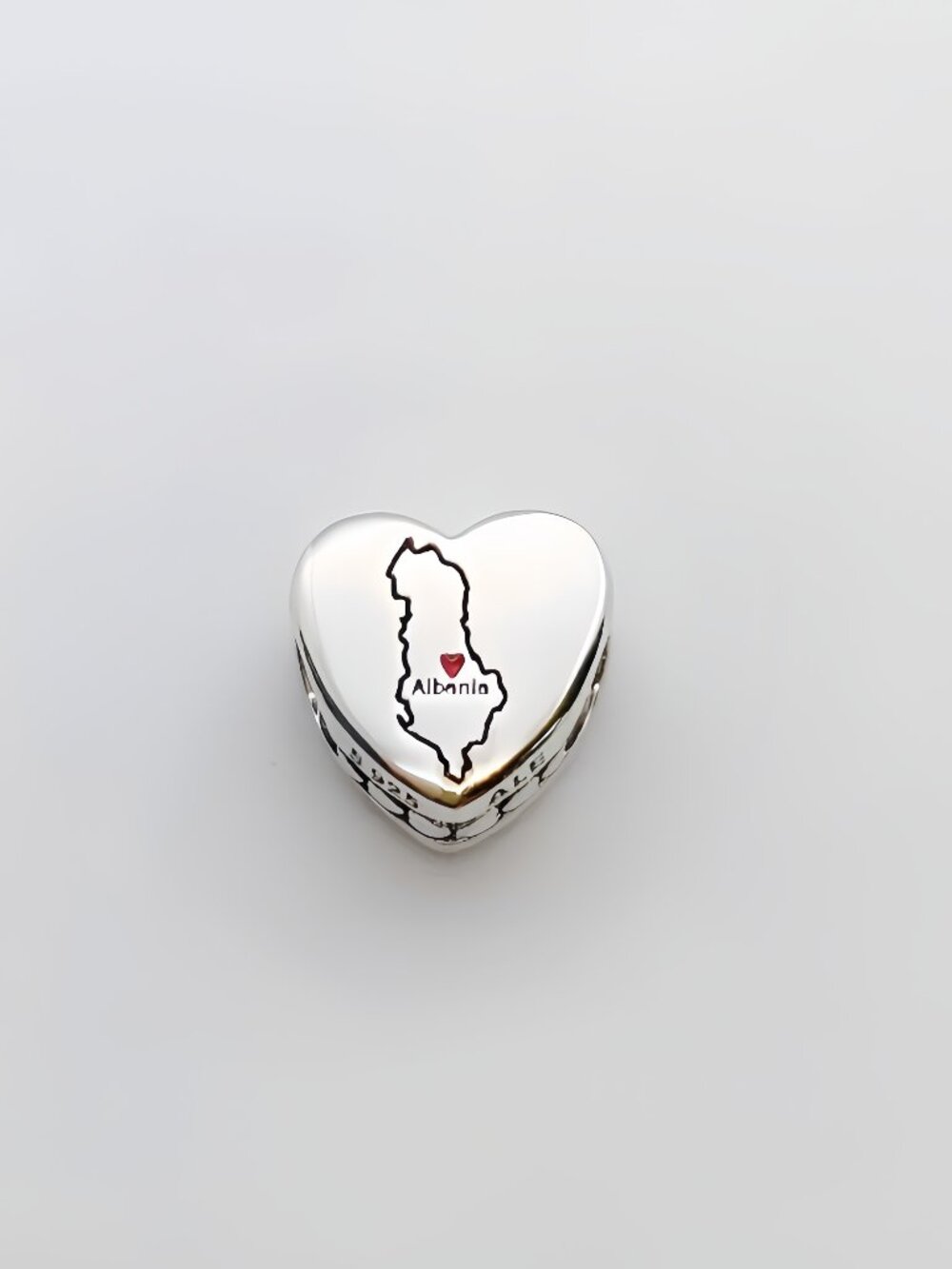 Pandora Albania Country Map Charm Heart Bead